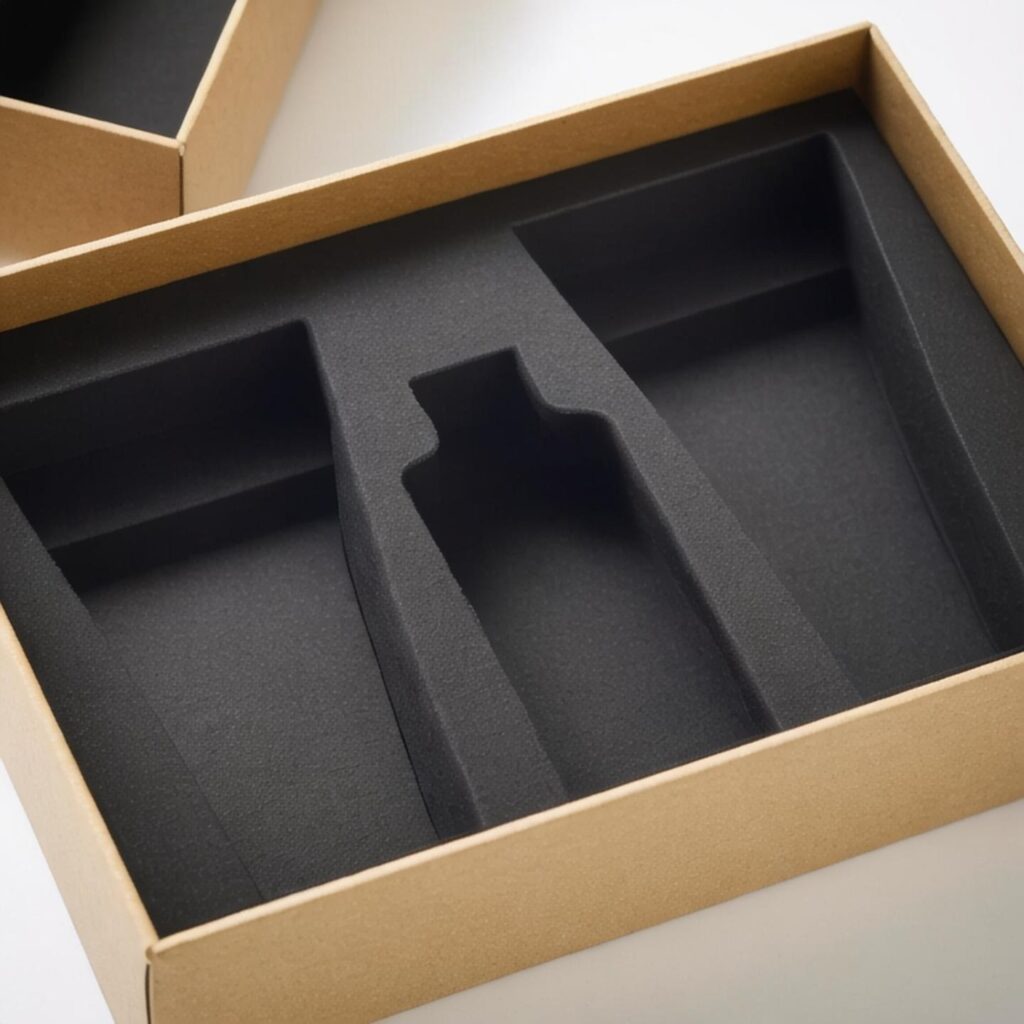 Molded Pulp Tray - black tray in box